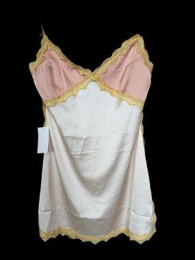NICHOLE LYNEL | Satin Lace Trim Mini Slip Dress